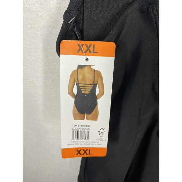 New Hurley Swimsuit Womens One Pieces UPF 50+ 4 Way Strectch  Size XXL Black - Picture 9 of 9